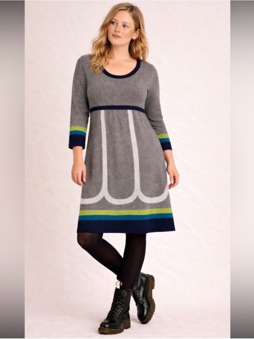 Boden Knit Dress | Colorblock Empire Waist | Size 8